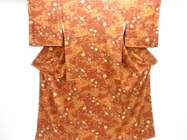JAPANESE KIMONO / KOMON / SILK / FLORAL CLASSICAL PATTERN
